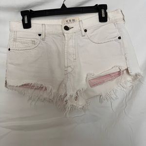 Free People White Jean Shorts